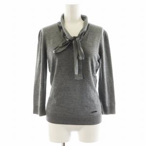 ニット カットソー 長袖 ボウタイ付き 絹 シルク 1 グレー B1N16-103-06 /AN26 GY14