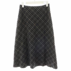 フレアスカート ひざ丈 チェック柄 ウール 38 グレー FX029-025 /AN28 GY14