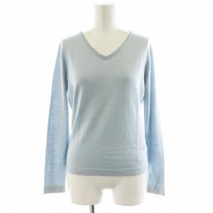 ニット カットソー 長袖 絹 シルク カシミヤ混 1 水色 ライトブルー FBA22-108-26 /AN25