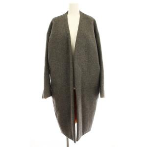 ノーカラーコート 300BA630-1670 ウール ロング コート 36 グレー /G
