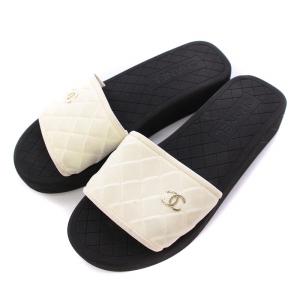 サンダル キルティング ココマーク 39C ブラック ホワイト