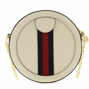 GUCCI シェリーライン ショルダーバッグ ラウンド ミニチェーン レザー ホワイト 550618