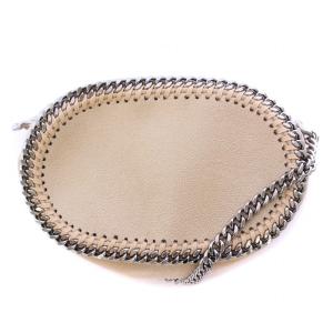 ファラベラ ショルダーバッグ コンパクト スエード チェーン 切替 バイカラー ベージュ シルバーカラー