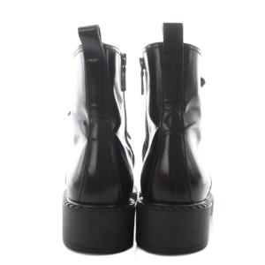 PRADA ショートブーツ レースアップ ヒール レザー 38.5 黒 ブラック /AN16
