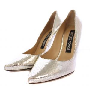 Sergio Rossi パンプス ハイヒール ポインテッドトゥ レザー 39 シルバー /BM