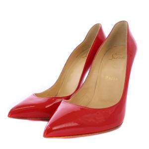 Christian Louboutin パンプス ハイヒール ポインテッドトゥ エナメル 38.5 赤 /BM