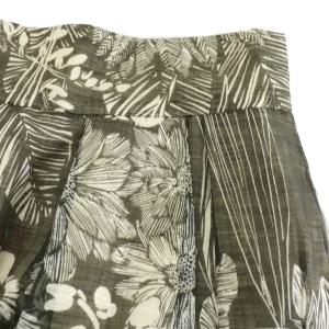 ARMANI COLLEZIONI フレアスカート タック ひざ丈 麻 リネン 絹 シルク 花柄 40 ベージュ GMN48T /NQ GY14