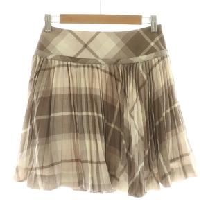 フレアスカート ギャザー チェック ロゴ刺繍 36 ブラウン /NQ GY14