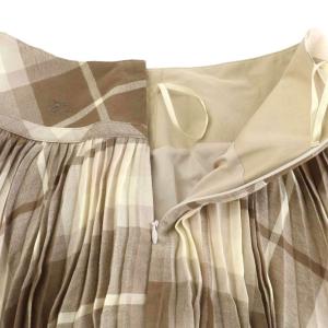 BURBERRY BLUE LABEL フレアスカート ギャザー チェック ロゴ刺繍 36 ブラウン /NQ GY14