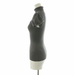 BURBERRY LONDON リブニット カットソー プルオーバー タートルネック 半袖 38 グレー FB512-254-08 /NQ