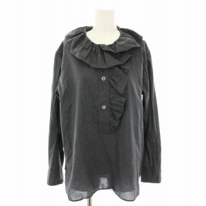 21SS ファインコットンシャンブレーフリルカラーブラウス シャツ 長袖 1 グレー 578-1253001