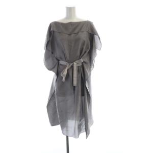 タグ付き シルク ワンピース ひざ丈 ノースリーブ 40 グレー 806-58262 /RO