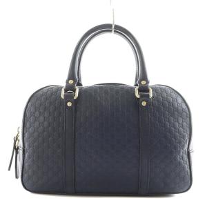 GUCCI マイクログッチシマ ハンドバッグ ネイビー 510286
