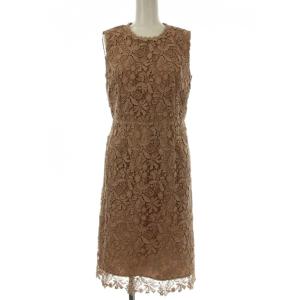 ワンピース ひざ丈 ノースリーブ 総レース 36 ベージュピンク 14426-05-13-360 /OR