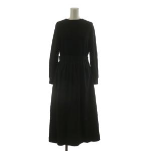 バックパールワンピース ロング フレア ニット切替 長袖 36 ブラック 11062406710 /NQ