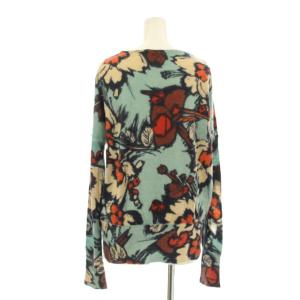 KENZO ニット セーター 長袖 カシュクール 花柄 アルパカ混 ウール混 XL ミントグリーン マルチカラー FK06