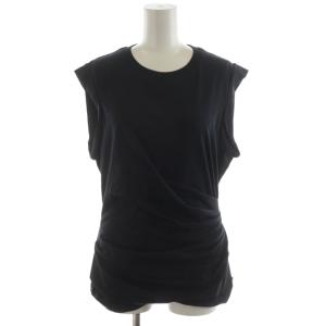ドレープディテール トップ DRAPE TANK TOP カットソー ノースリーブ コットン S 黒 ブラック