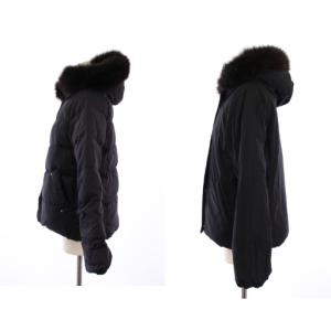 green label relaxing リバーシブル ダウンジャケット ジップアップ ファー フード 38 黒 3525-105-0779 /BM