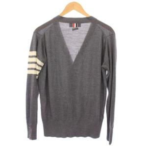 THOM BROWNE ウールクラシック4BAR Vネックカーディガン 1 グレー MKC002A-00014038