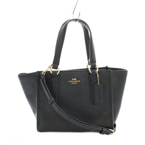 ショルダーバッグ ハンドバッグ レザー ロゴ チャーム 黒 ブラック F11925 /KU H