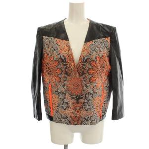Medallion jacquard Leather Jacket