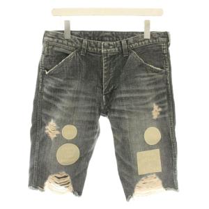 04AW GIVE期 ハーフデニムパンツ ショートパンツ ジップフライ ワッペン加工 ダメージ加工 3