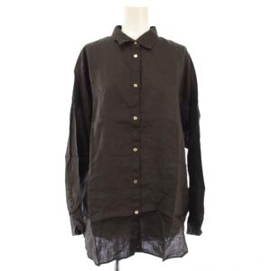 24SS 80リネンカシュクールビッグシャツ 長袖 ブラウン 24050200202010 /TK