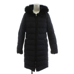 ダウンコート ロング丈 フード ファー アウター 36 紺 ネイビー 3525-149-0479 /AN76
