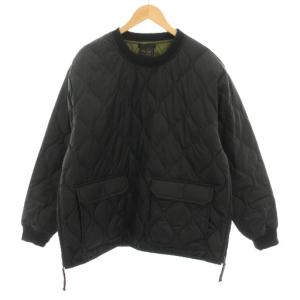 ミリタリー ダウンプルオーバー トレーナー Uネック 長袖 キルティング ASIA XL 黒 ブラック
