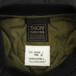 TAION ミリタリー ダウンプルオーバー トレーナー Uネック 長袖 キルティング ASIA XL 黒 ブラック