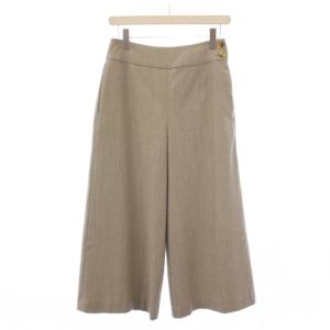 ワイドパンツ スラックス サイドファスナー ウール カシミヤ混 ワンカラー 1 グレー /AN52 H