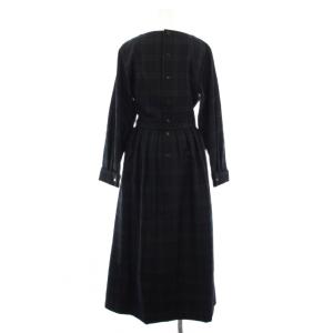 MARGARET HOWELL ワンピース 長袖 ロング チェック柄 ベルト 2 緑 ネイビー /TK H