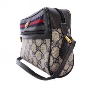 GUCCI オールドグッチ GGスプリーム ショルダーバッグ PVC レザー ネイビー 98.02.087 /AN53