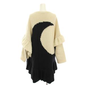 VALENTINO フリル付きアルパカ混ニットチュニック XL ホワイト ブラック SB3KC0514QR