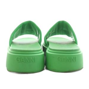 GANNI サンダル 厚底 ロゴ 38 緑 グリーン /AN4 MA