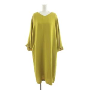 ワンピース ミモレ ロング 7分袖 バルーンスリーブ 38 黄 イエロー 531-0140315 /AN33