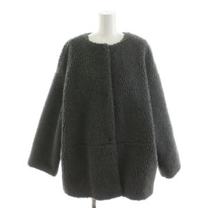 フリースジャケット ノーカラー アウター F グレー 23-011-462-1030-3-0 /AN39