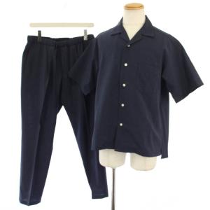 セットアップ シャツ 半袖 オープンカラー イージーパンツ L ネイビー GMY-02030-A /TK