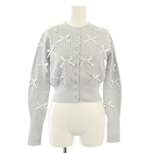 リボンモチーフカーディガン ニット 長袖 ONE グレー /TK MA