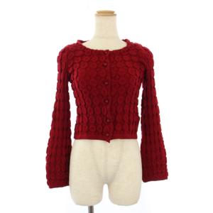 ニット カーディガン 長袖 ウール M 赤 /BM MA