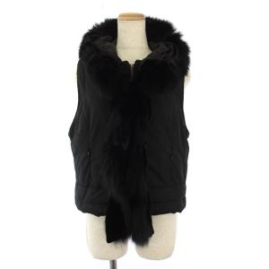 ベスト ジャケット ジップアップ フード フォックスファー 38 黒 /BM MA