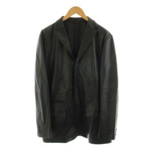 テーラードジャケット レザージャケット 革ジャン 上着 LL 黒 ブラック 長袖 シングルブレスト /AN52