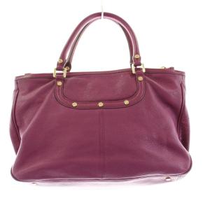 TORY BURCH トートバッグ ハンドバッグ レザー ロゴ 紫 パープル /KU MA