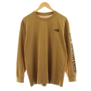 L/S MESSAGE LOGO T Tシャツ カットソー 長袖 クルーネック ロゴ L 茶 ブラウン