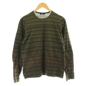 AD2003 Tシャツ カットソー 長袖 ボーダー柄 カーキ TM-T097 /KU MA