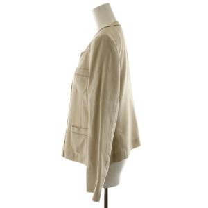Leilian スーツ セットアップ ノーカラージャケット フレアスカート ひざ丈 シルク混 絹 11 ベージュ 0402990