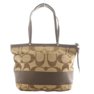 COACH シグネチャー トートバッグ ショルダーバッグ キャンバス レザー 茶 ブラウン F19046 /AN24