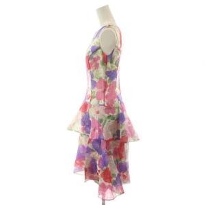 HANAE MORI ワンピース ひざ丈 ノースリーブ 38 ピンク 紫 パープル 赤 レッド /AN11 MA