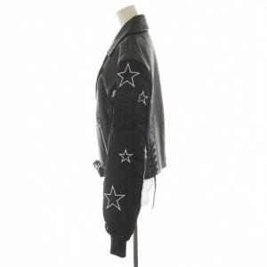 CONVERSE ライダースジャケット ダブル 上着 M 黒 ブラック 星柄 長袖 /AN68 MA