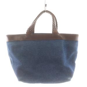 J&M DAVIDSON ハンドバッグ トートバッグ デニム地 レザー 紺 ネイビー 茶 ブラウン /AN26 MA